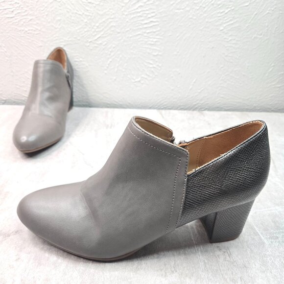 Naturalizer Ankle Booties Sz 10 Gray Preppy Career Block Heel Comfort Shoe Boots - Picture 1 of 12